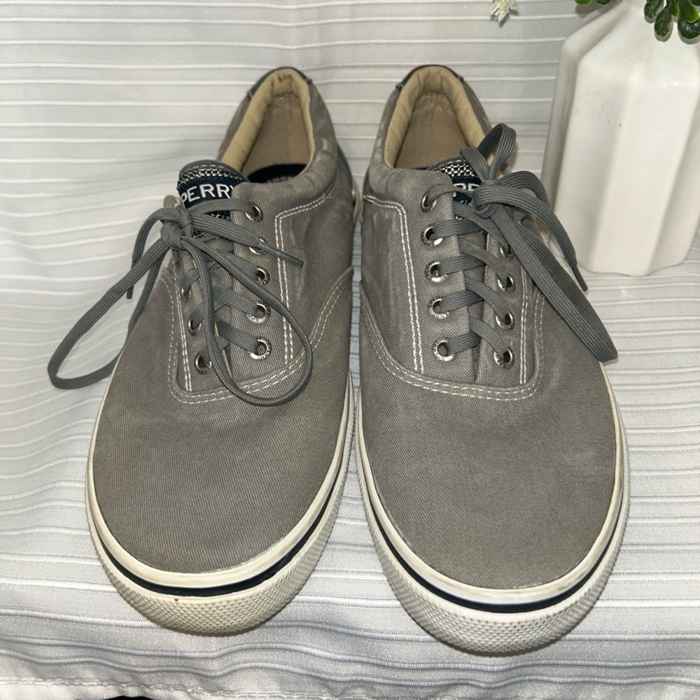 Sperry Men's Gray Top Sider Sneaker Size 8.5 Canvas Shoes